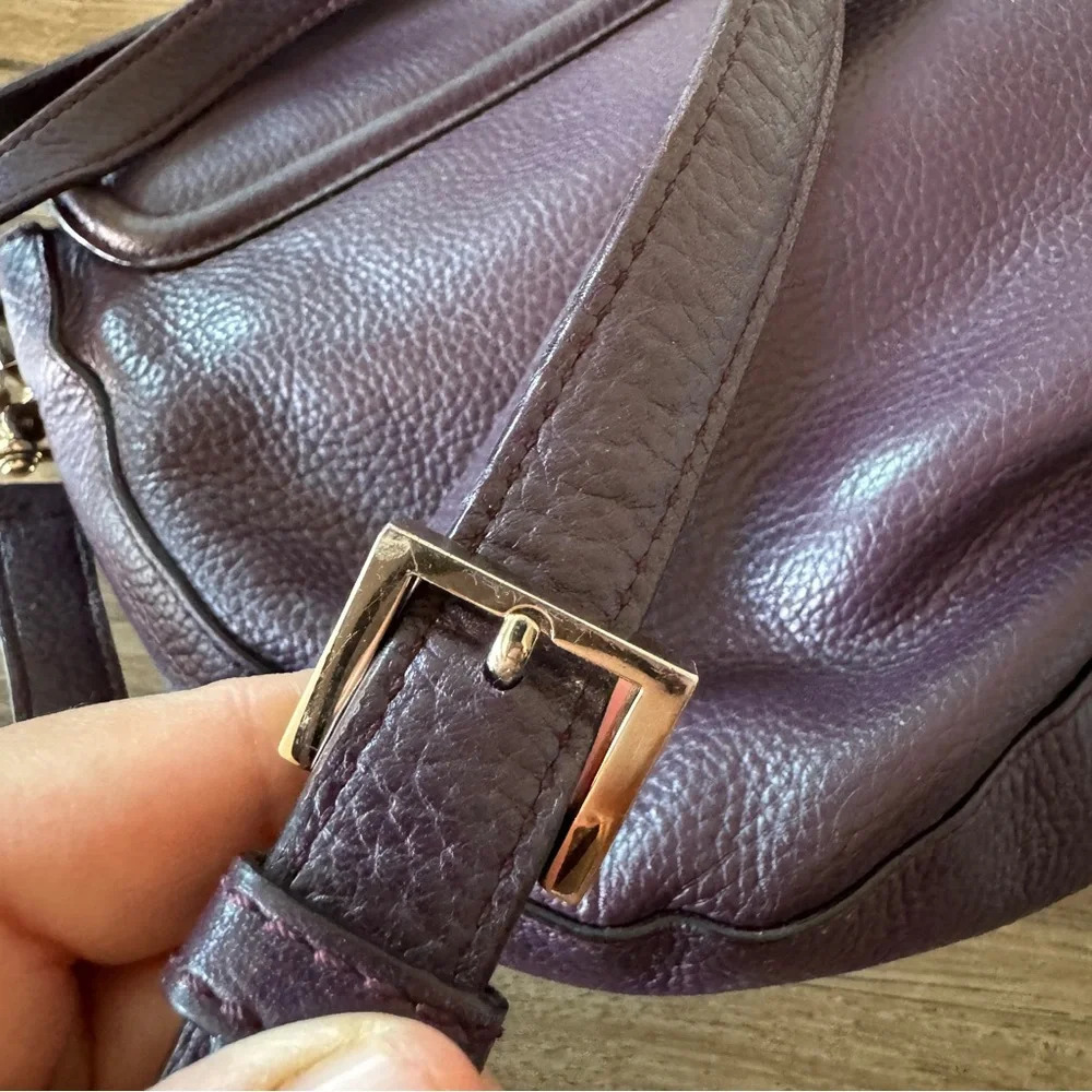 Kate Spade Oliver Street Logo Purse Dark Purple Leather Cross Body Bag - Picture 8 of 14